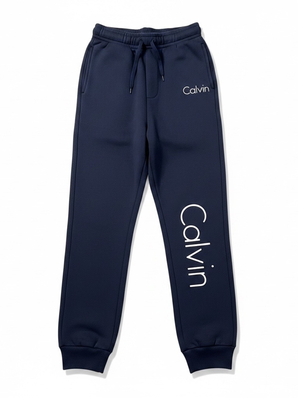 “Calvin” Navy Sweat Joggers with White Logo ((Like New))